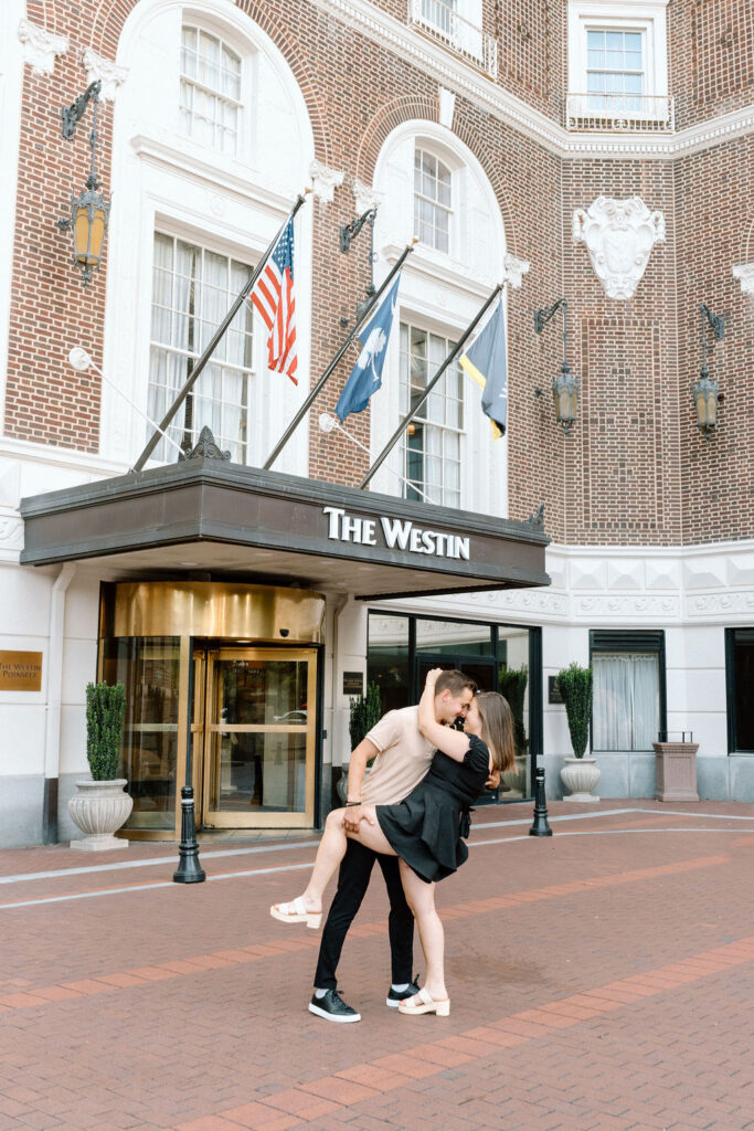 Main Street engagement couple session Downtown Greenville, South Carolina