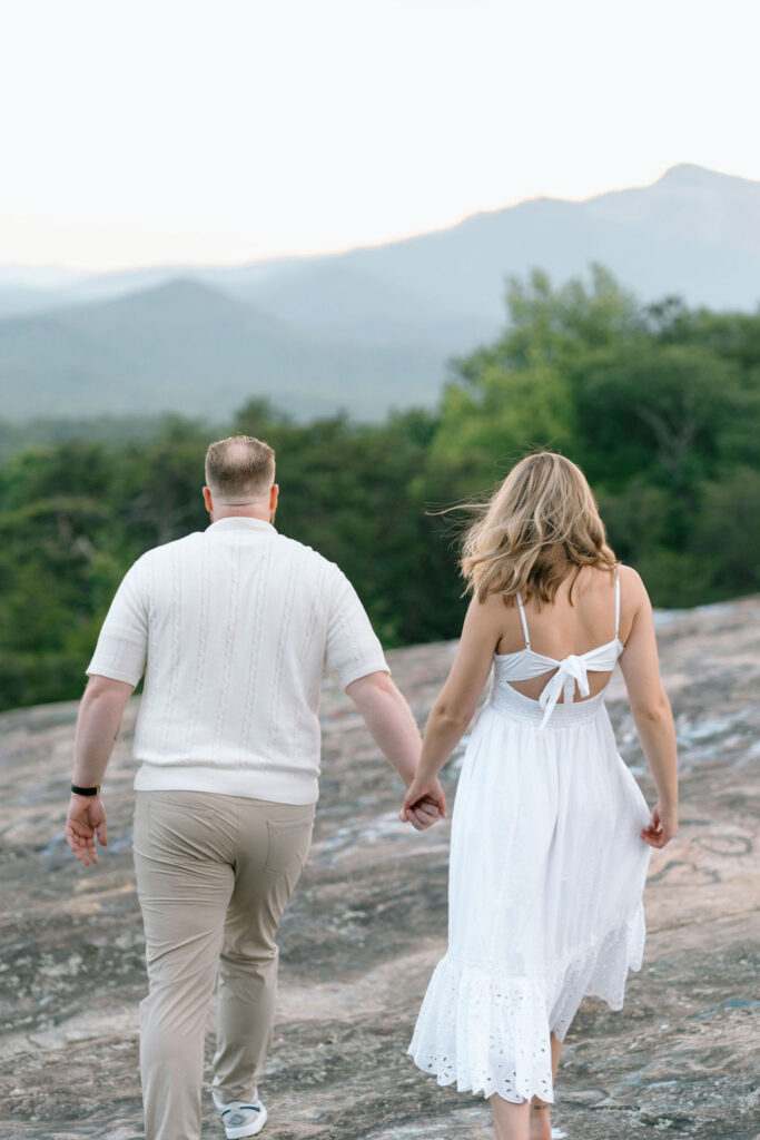 Spring engagement photos at Bald Rock outside Greenville South Carolina