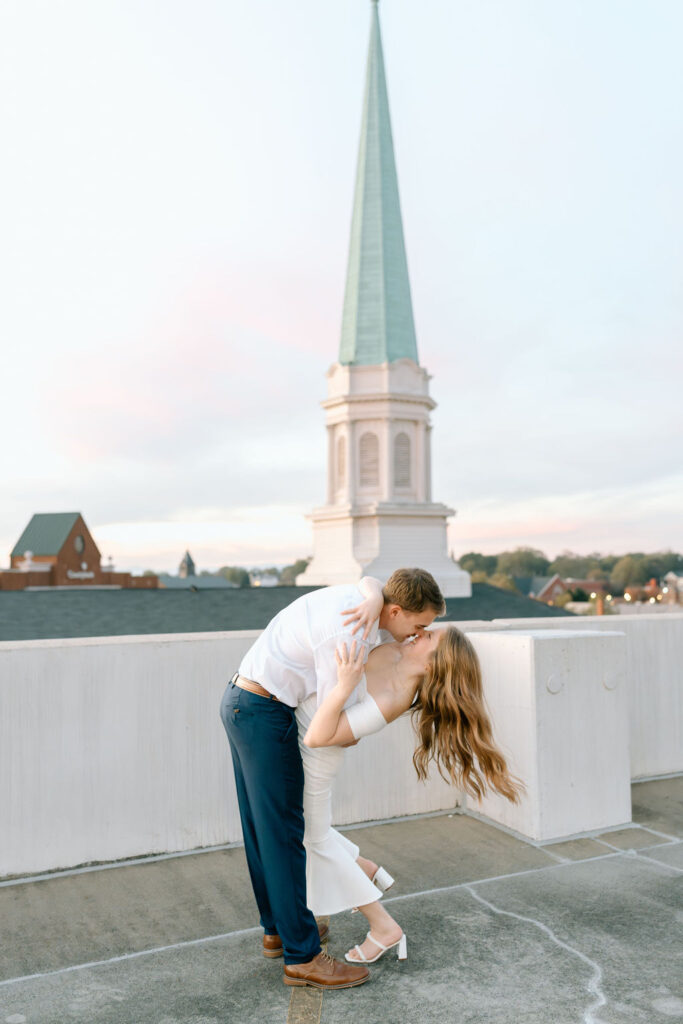 Winter engagement session Downtown Greenville, South Carolina