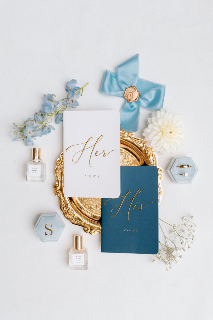 Modern and bold blue wedding color palettes for 2026 and 2027 wedding seasons