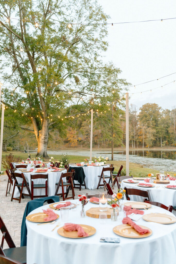 Dusty rose wedding color palette with romantic floral details table design for a classic spring wedding